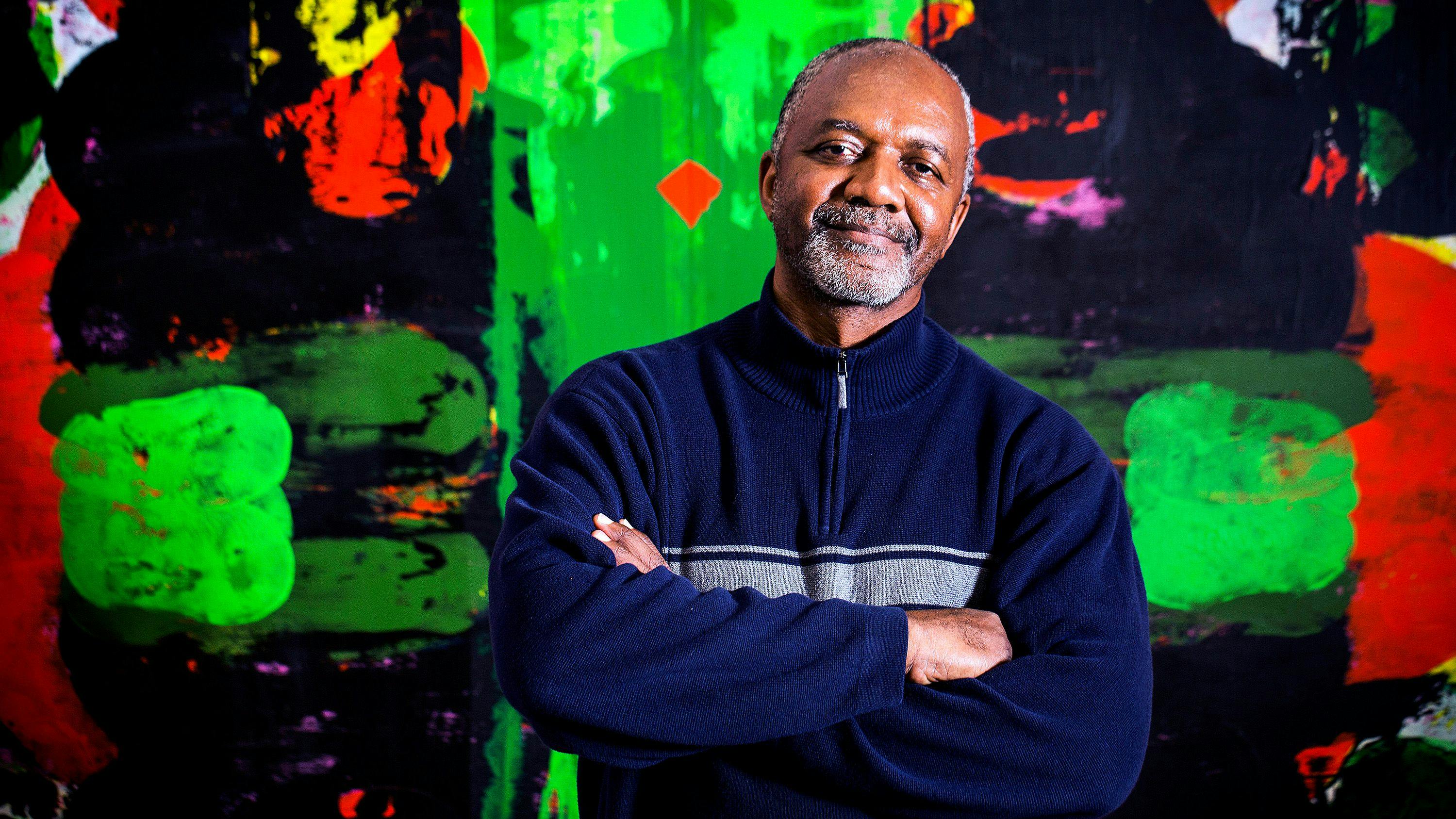 A portrait of Kerry James Marshall, photographed by Felix Clay, dated 2014